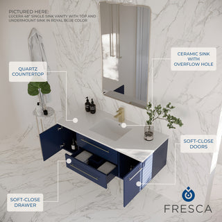 48" Espresso Wall Hung Undermount Sink Bathroom Vanity w/ Medicine Cabinet