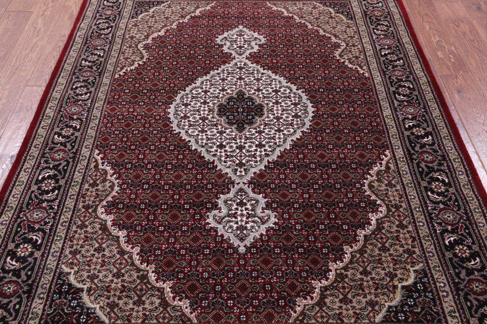 5' 1" X 7' 1" Persian Tabriz Hand Knotted Wool and Silk Rug Q8929