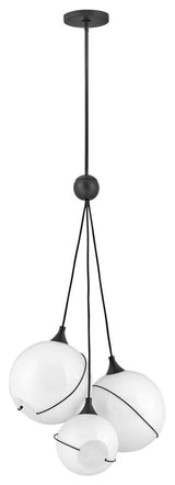 Hinkley Skye Large Three Light Pendant, Black With Cased Opal Glass