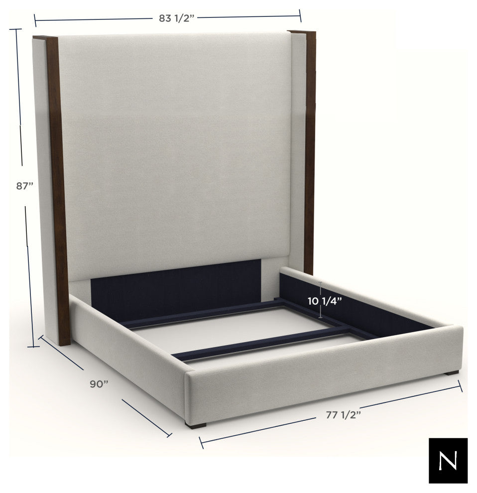Nativa Interiors Irenne Tufted Bed, Charcoal, Ca King, High 87"