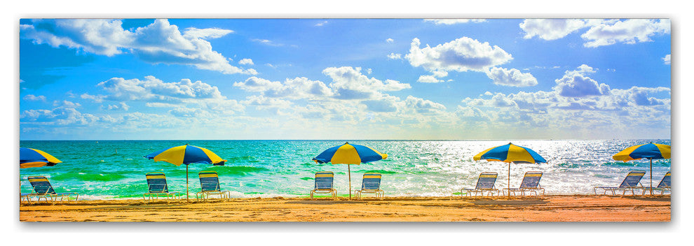 'Florida Beach Chairs Umbrellas' Canvas Art by Preston