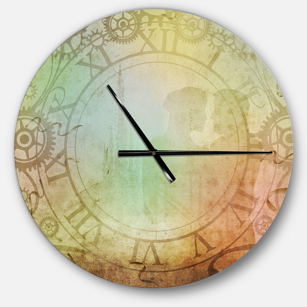 Vintage Antique Style Oversized Contemporary Metal Clock, 23x23
