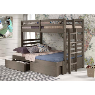 My Bed Now Everest Twin-over-Full 2-Drawer Wood Bunk Bed with Ladder in Brown