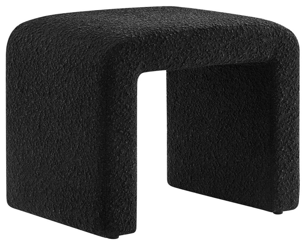Simba Boucle Fabric Waterfall Stool - Black
