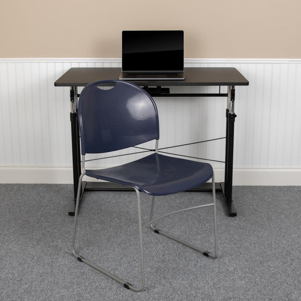 HERCULES Series 880 lb. Capacity Navy Ultra-Compact Stack Chair with Silver...