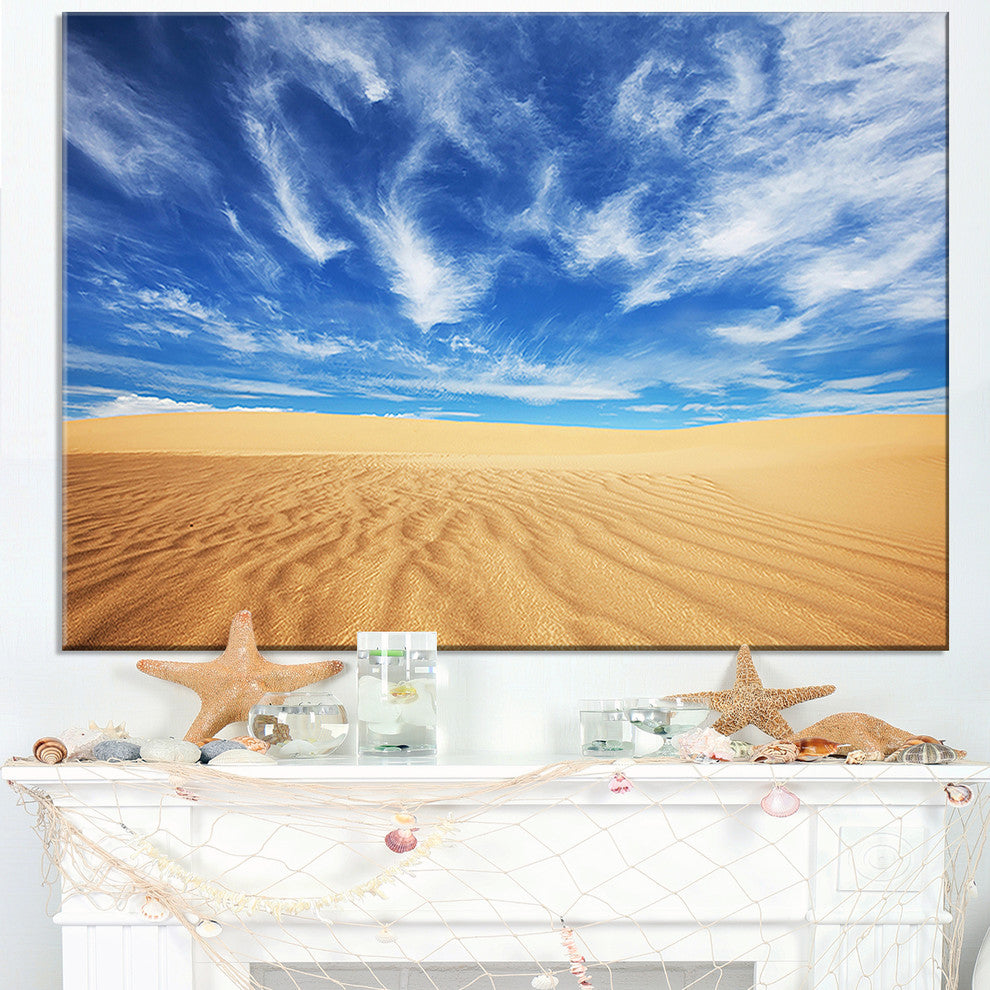"Desert With Exotic Blue Sky Over" Modern Landscape Wall Art Canvas, 40"x30"