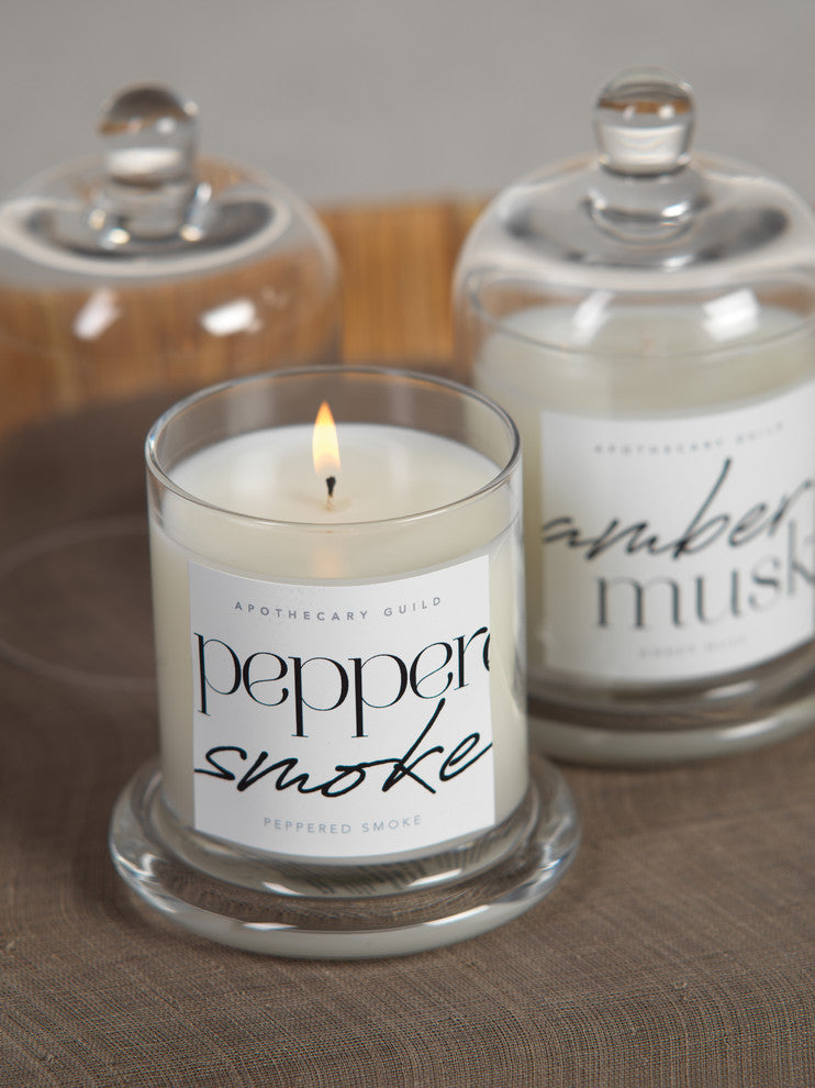 Amber Musk Scented Candle Jar With Glass Dome