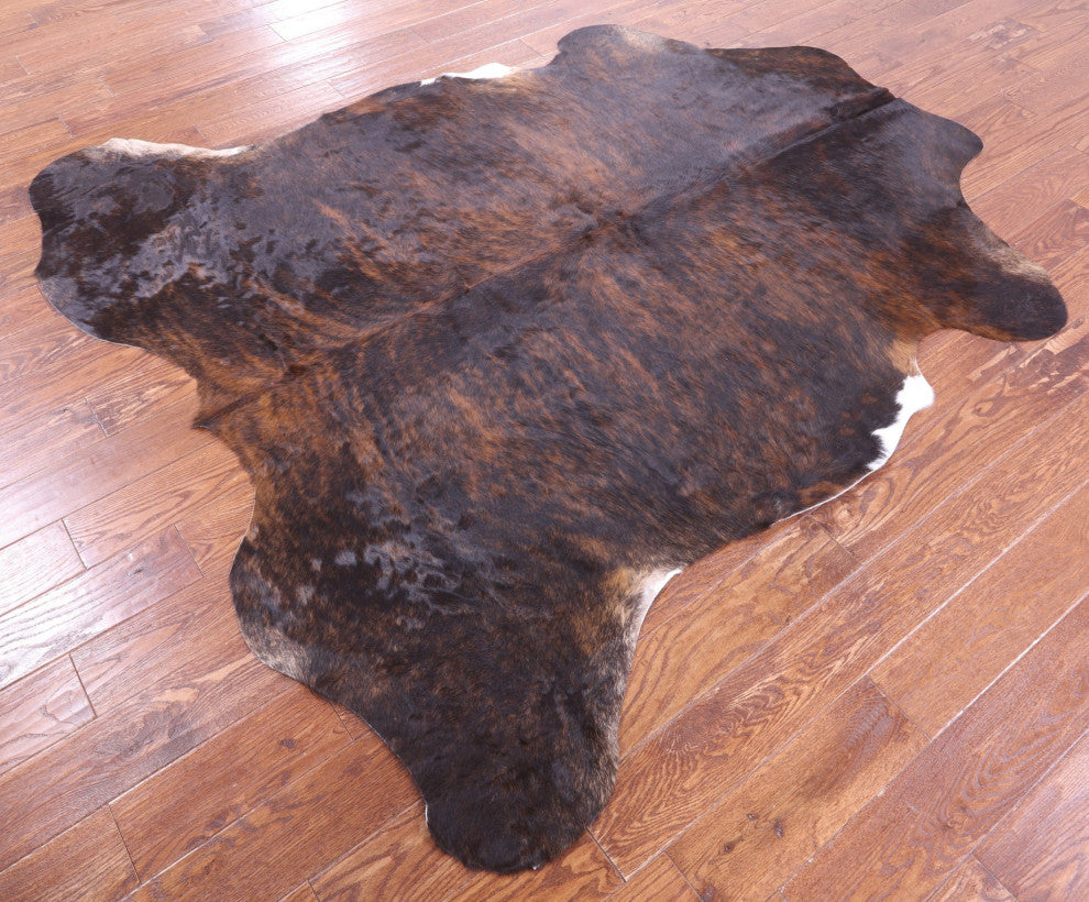 7' 2" X 6' 8" Brindle Natural Cowhide Rug C2269