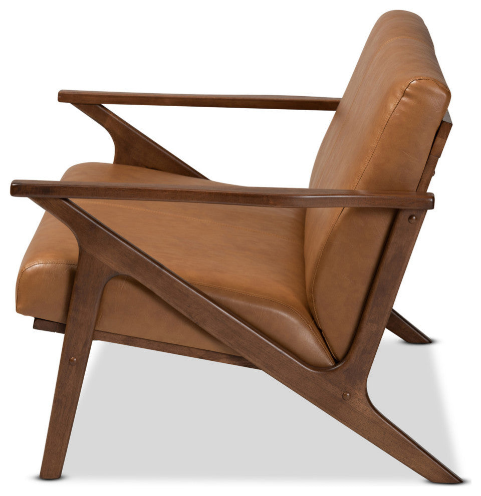 Bianca Mid-Century Modern Loveseat, Tan Faux Leather