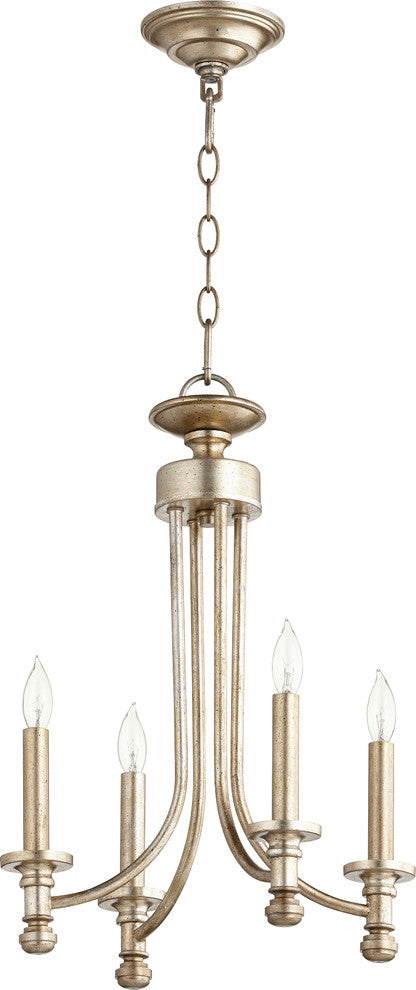 Rossington 4-Light Chandelier, Aged Silver Leaf