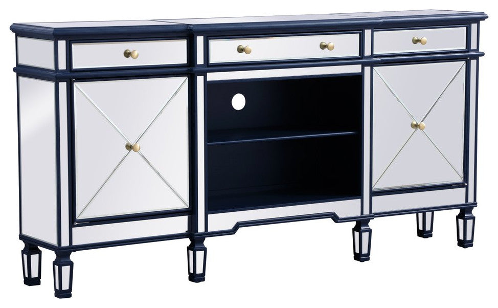 Calum 72" Mirrored Credenza, Blue