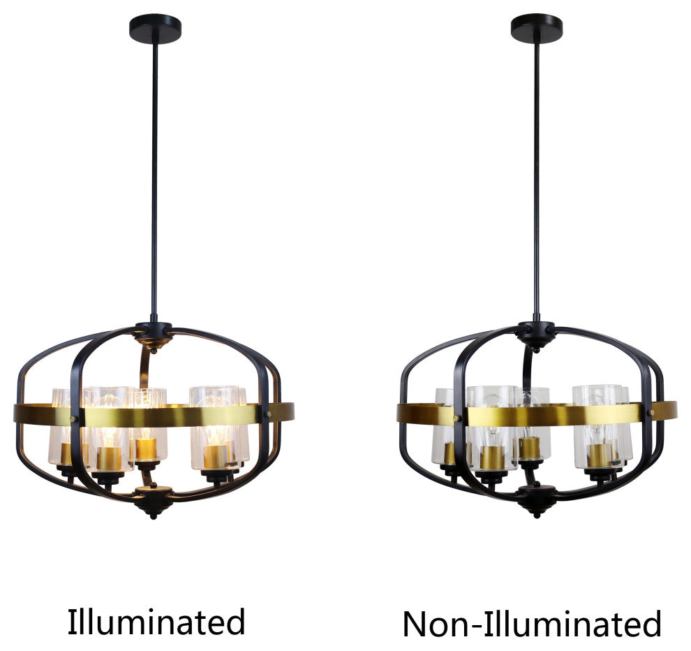 Contemporary-Style Black/Bronze 5 Light Large Pendant 24" Wide