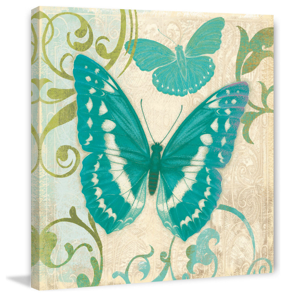 "Teal Butterfly" Painting Print on Wrapped Canvas