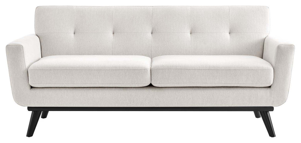 Engage Herringbone Fabric Loveseat, Ivory