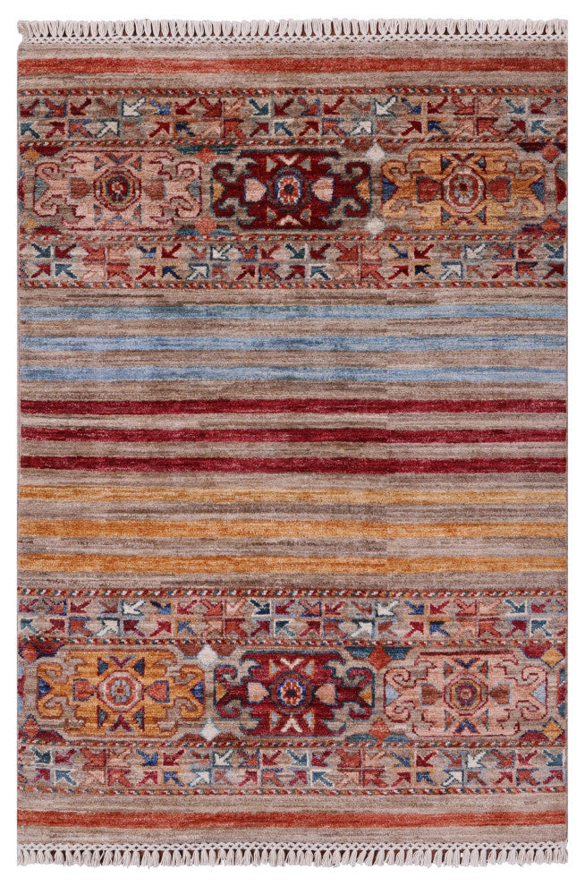 Super Kazak Khorjin Hand Knotted Wool Rug 2' 9" X 4' 0" Q10232