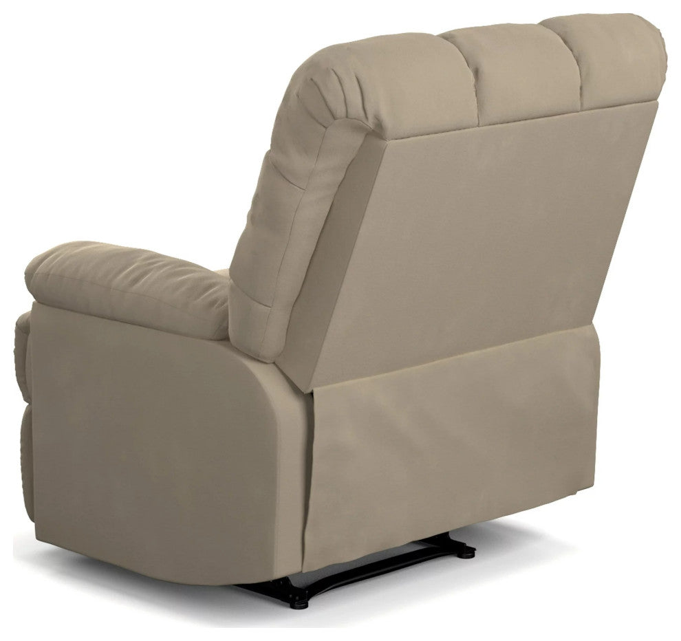 Comfortable Recliner Chair, Microfiber Seat With Biscuit Tufted Back, Beige