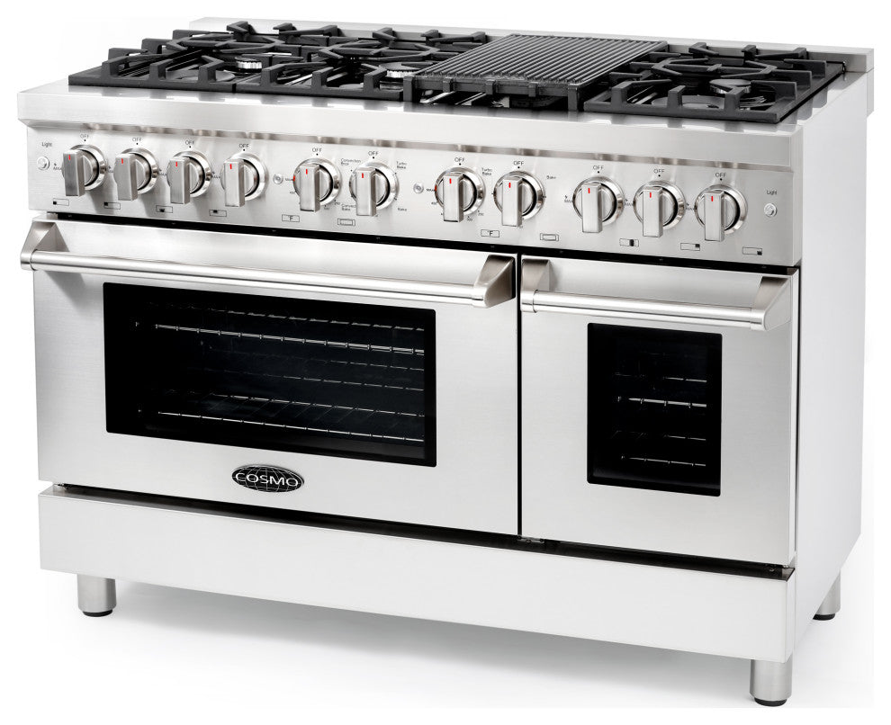 Cosmo Pro Double Oven Dual-Fuel Range 6 Burners w/ Griddle 48"�
