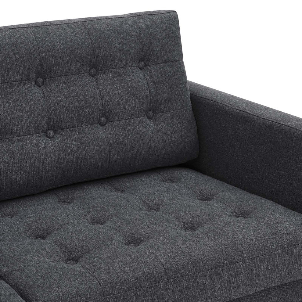 Exalt Tufted Fabric Sofa - Charcoal EEI-4445-CHA