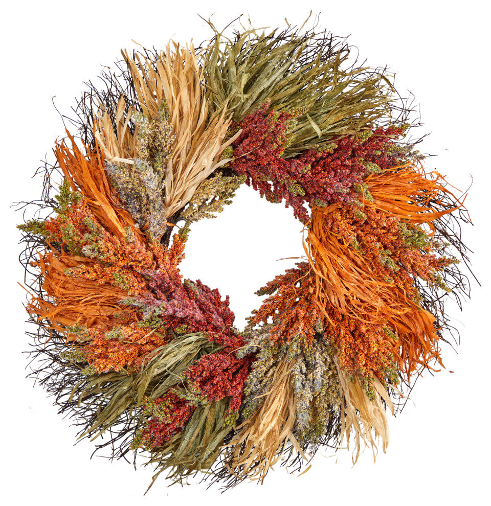 26" Fall Sorghum Harvest Autumn Artificial Wreath