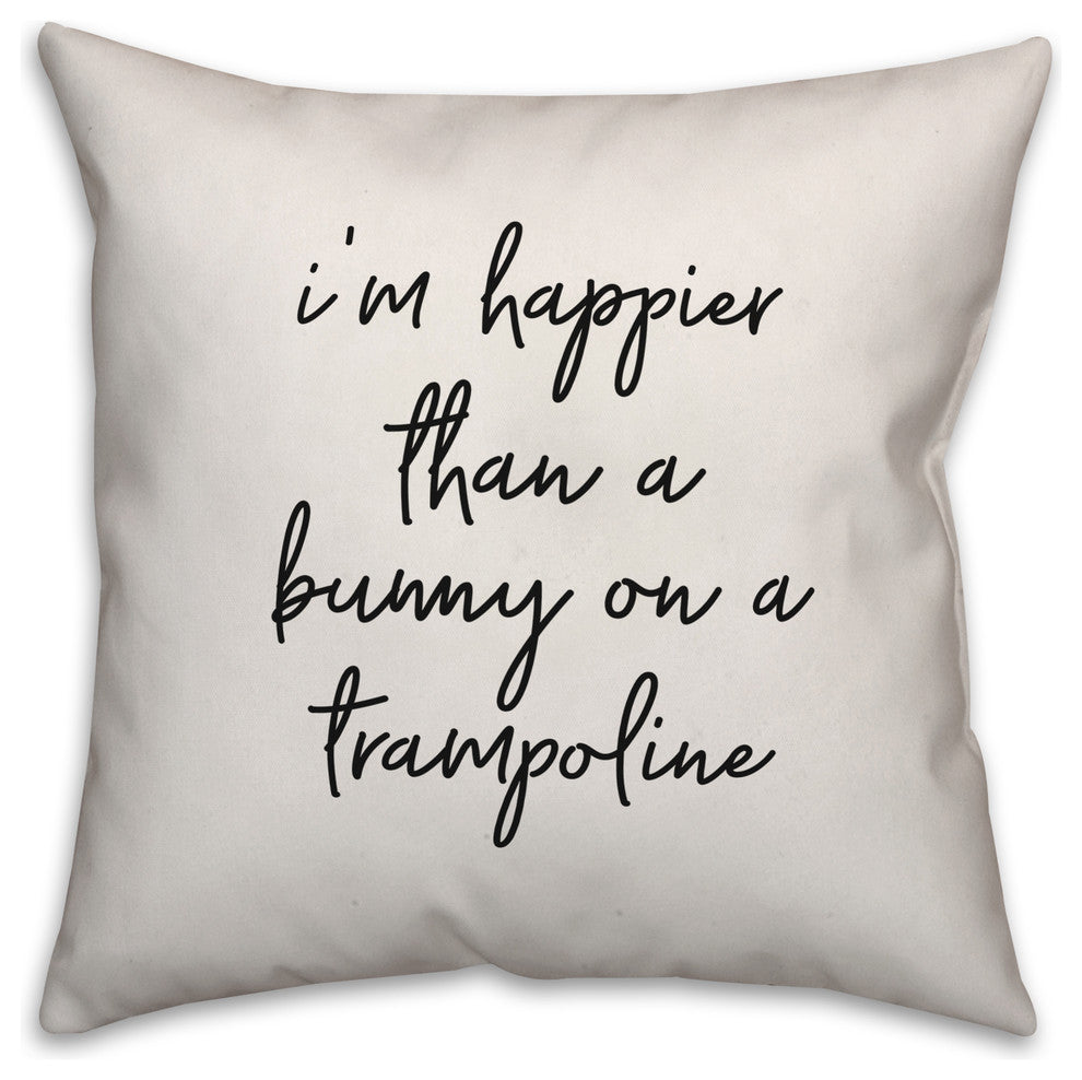 Reversible Bunny on Trampoline 18x18 Throw Pillow