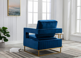 Adadon Velvet Upholstered Armchair - Navy Blue
