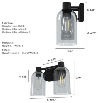 Hunter Lochemeade Natural Iron 2 Light Vanity Wall Light Fixture