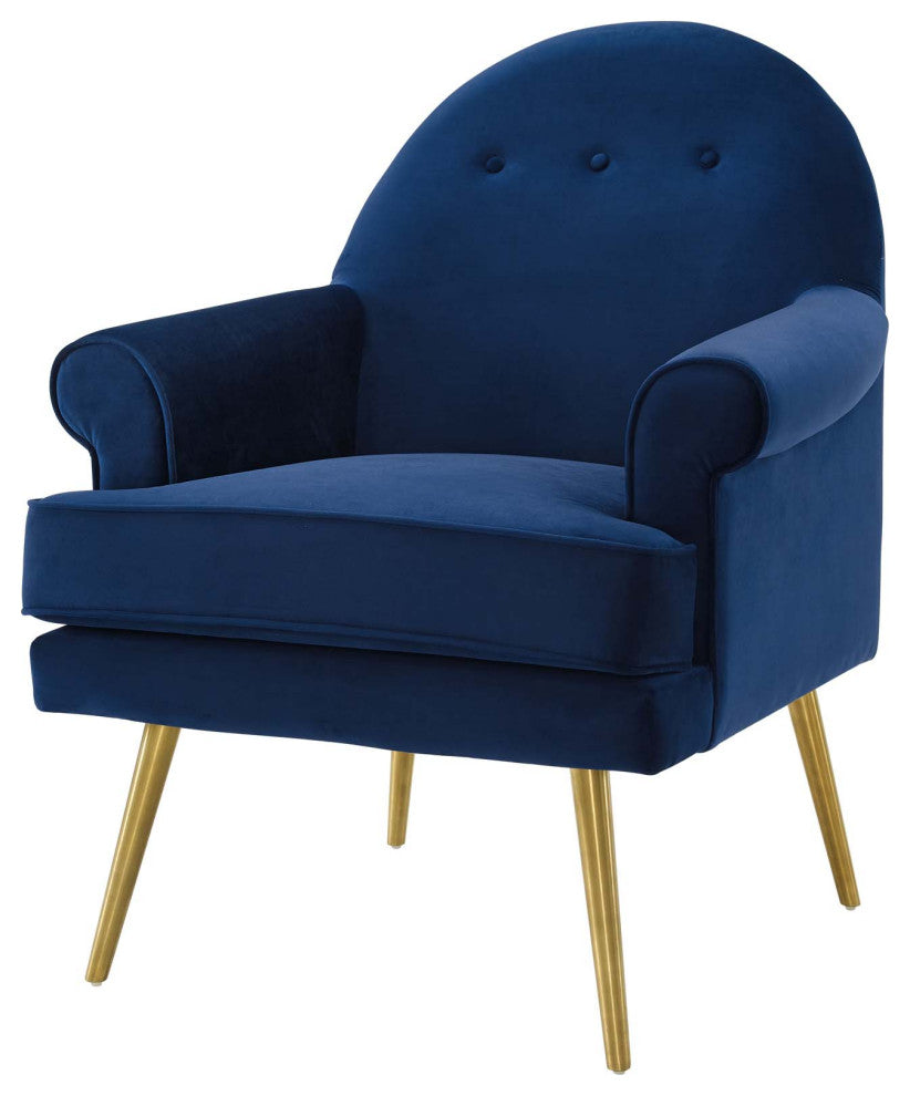 Armchair Accent Chair, Set of 2, Velvet, Blue Navy, Modern, Lounge Hospitality
