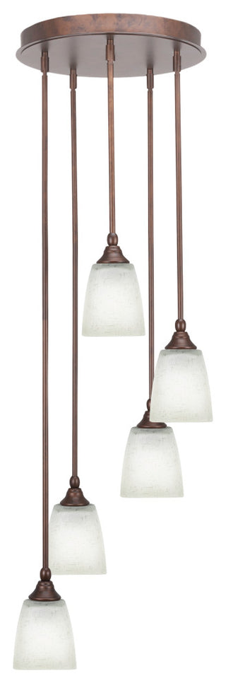 Empire 5-Light Cluster Pendalier, Bronze/Square White Muslin