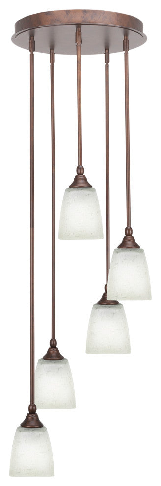 Empire 5-Light Cluster Pendalier, Bronze/Square White Muslin