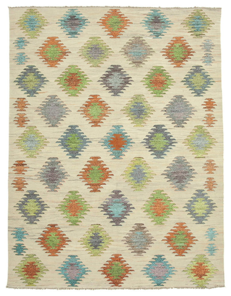 Rug N Carpet - Handmade Turkish 7' 11'' x 10' 5'' Modern Design Wool Kilim Rug