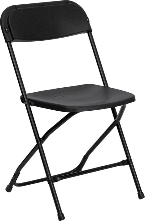 Hercules Series Plastic Folding Chair - 2 Pack 650LB Weight Capacity, Black