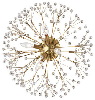 Dunkirk, 4 Light Wall Sconce/Flush Mount, Aged Brass Finish, Crystals