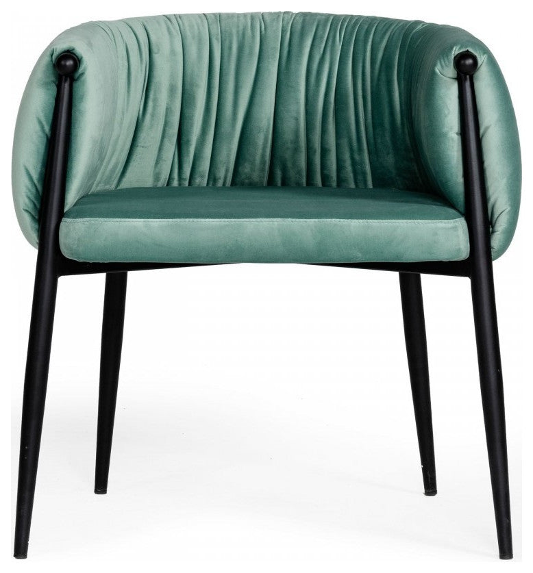 Mod Light Green and Black Velvet Dining or Side Chair