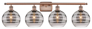 Ballston-Rochester 4-Light 38" Bath Vanity Light, Antique Copper, Light Smoke