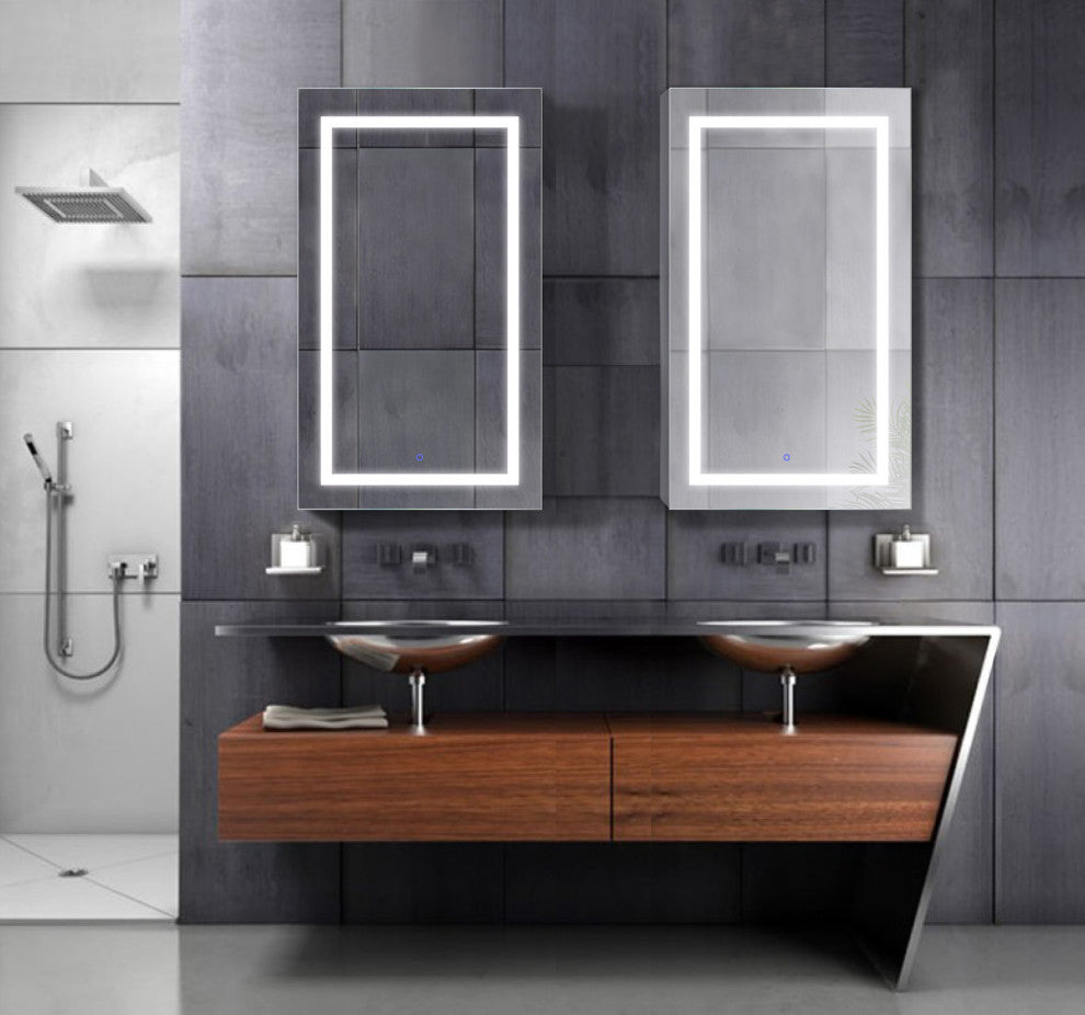 24x42 Recessed Or Surface Mount Medicine Cabinet 4 Shelves, LED, Left