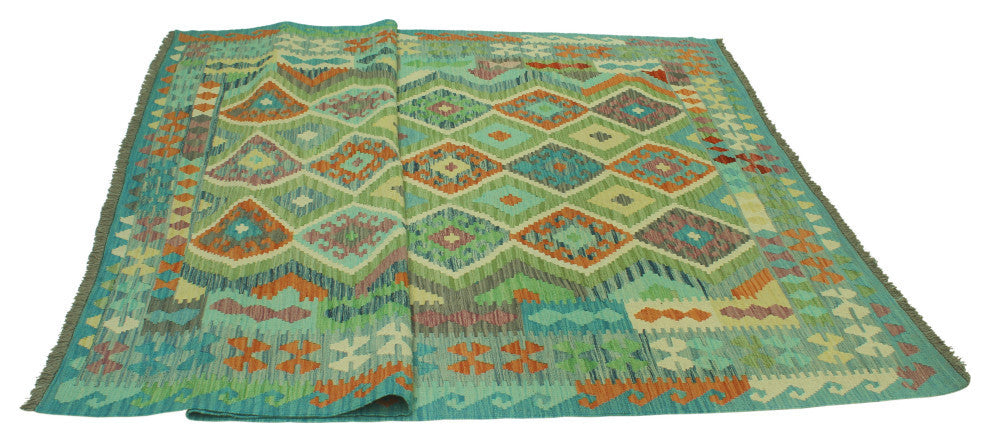 Sangat Kilim Talihah Green/Blue Rug, 6'10x9'8