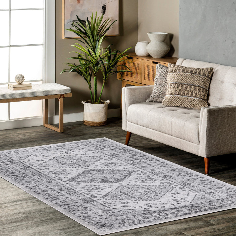 Low-Pile Beck Gray/Ivory Rug, Gray, 7'9"x10'