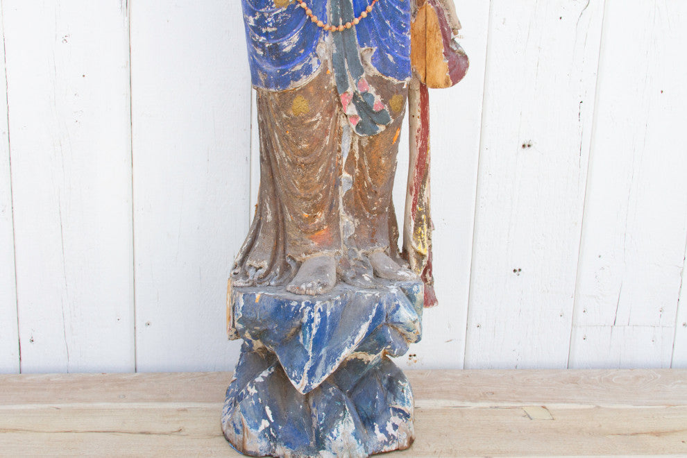 Antique Polychrome Quan-Yin Statue