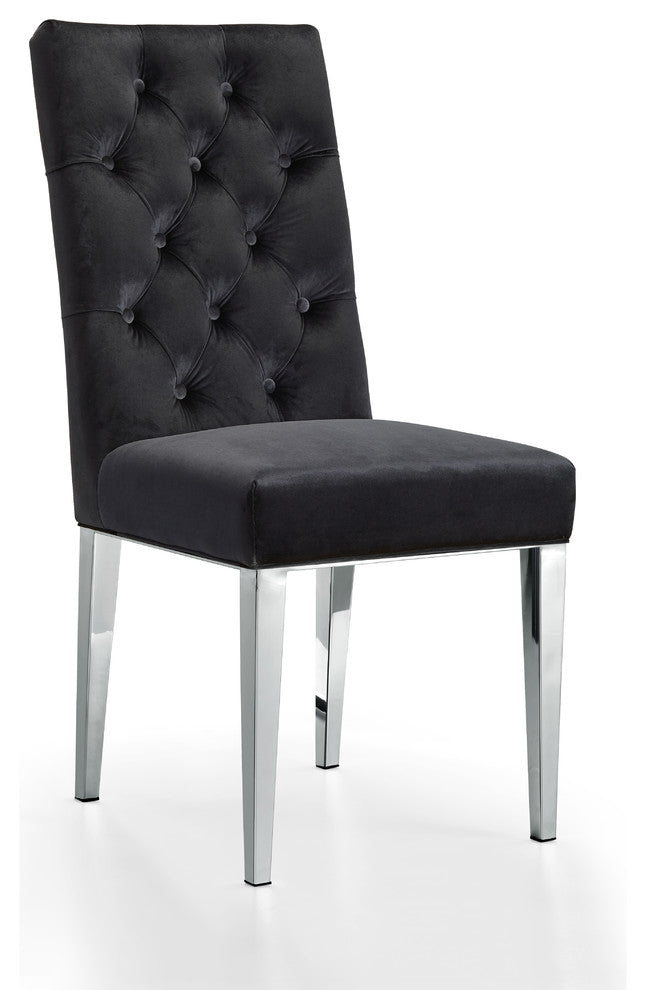 Juno Velvet Dining Chair (Set of 2), Black