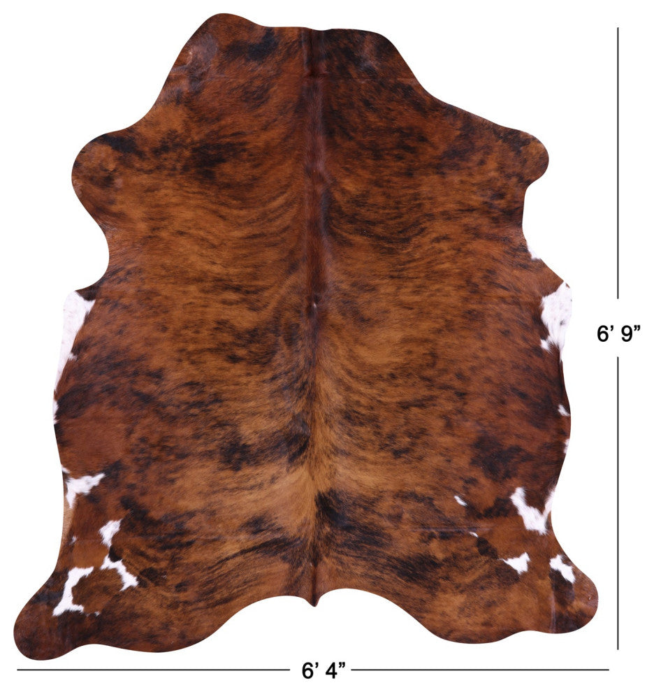 6' 9" X 6' 4" Brindle Natural Cowhide Rug C1970
