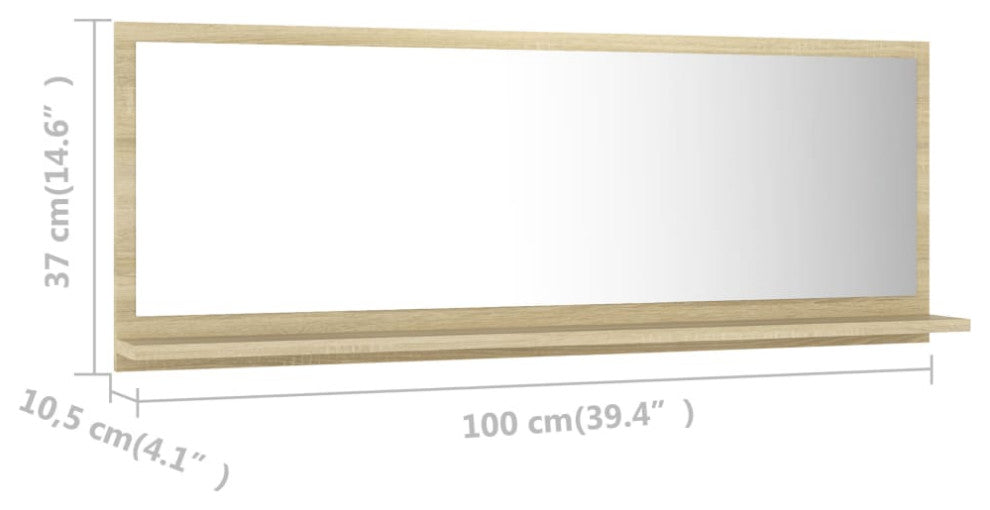 vidaXL Mirror Vanity Mirror Wall Mounted Bath Mirror Sonoma Oak Engineered Wood
