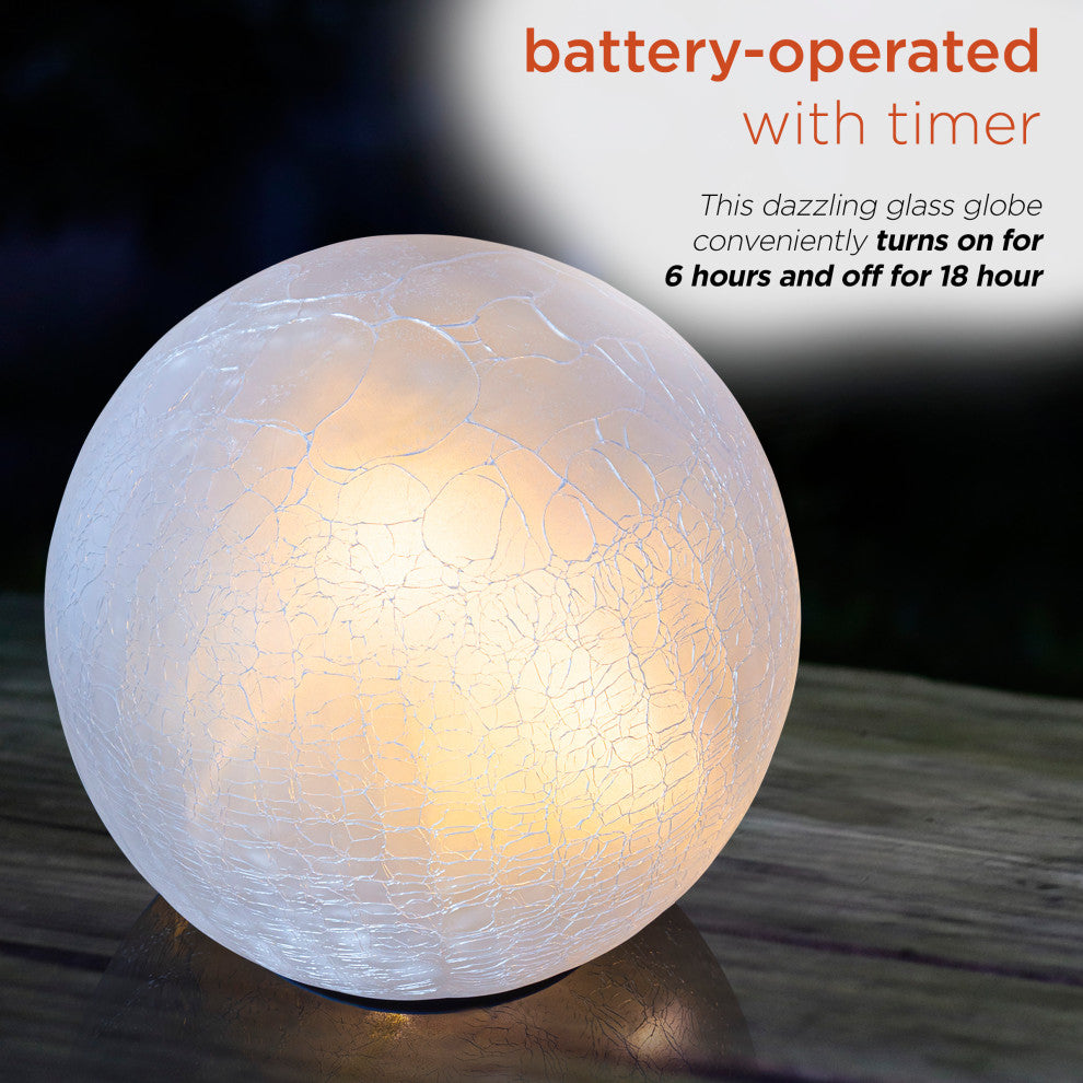 Cream Textured Glass Gazing Globe with LED Lights