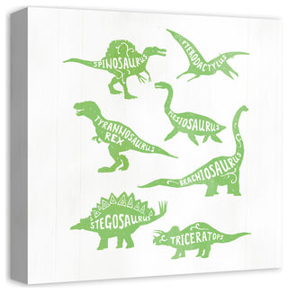 Green Dinosaurs 16x16 Canvas Wall Art