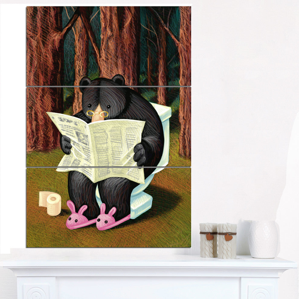 "Bear in the Woods" Digital Metal Wall Art, 3 Panels, 28"x36"