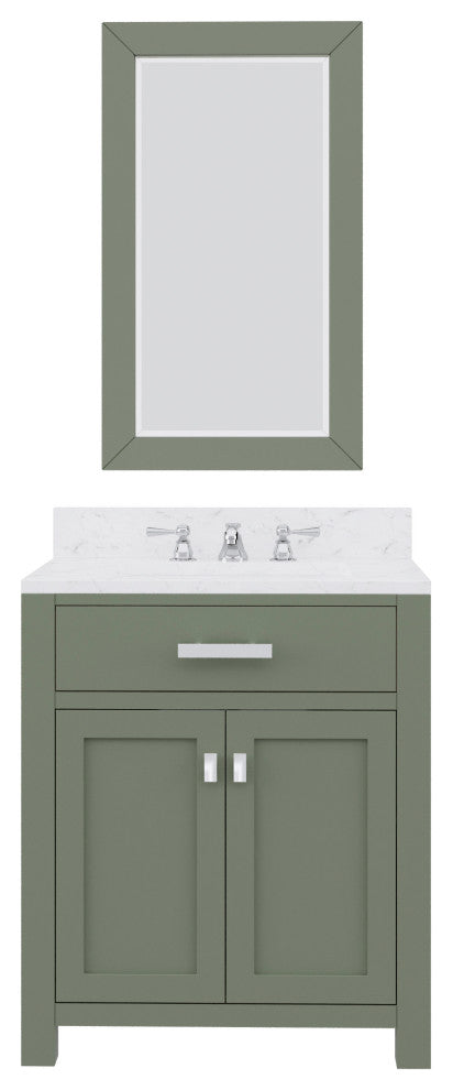 Madison 30 In. Carrara White Marble Countertop Vanity with Mirror
