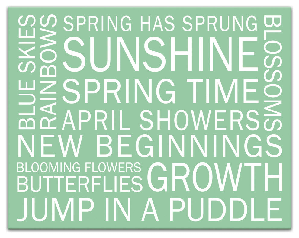 Green Spring Sayings 14x11 Canvas Wall Art