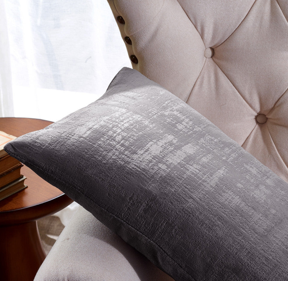 Velvet 2 Piece Lumbar Pillow Cover Set, Steeple Gray, 2 Piece, 14"x26"