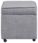 Lionel Linen Hidden Storage Castered Legs Ottoman Cube, Light Gray