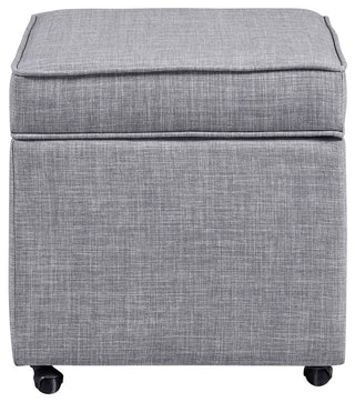 Lionel Linen Hidden Storage Castered Legs Ottoman Cube, Light Gray