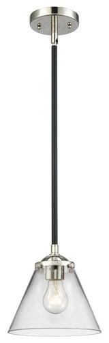 Large Cone 1-Light Mini Pendant, Black Polished Nickel, Clear